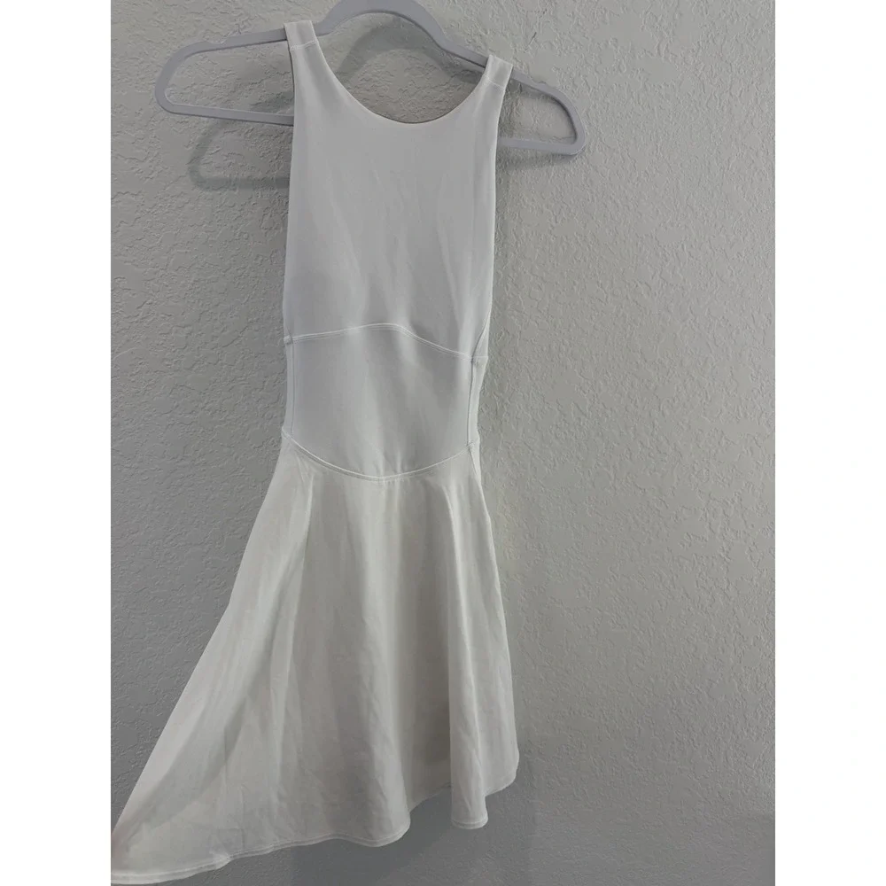 lululemon White Fit & Flare Tank Dress Built-In Bra & Pockets Women's 4
